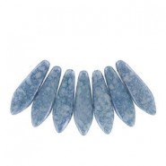 Abalorios de cristal checo Dagas de Bohemia 16mm - Chalk white teracota blue